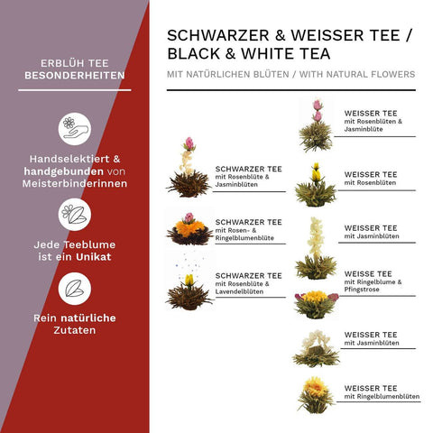 Creano Teeblumen Geschenkset in Teekiste aus Holz - Feinkost Tasha