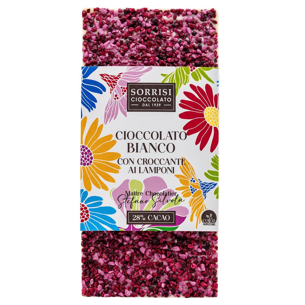 Knusprige Milchschokolade mit Himbeeren