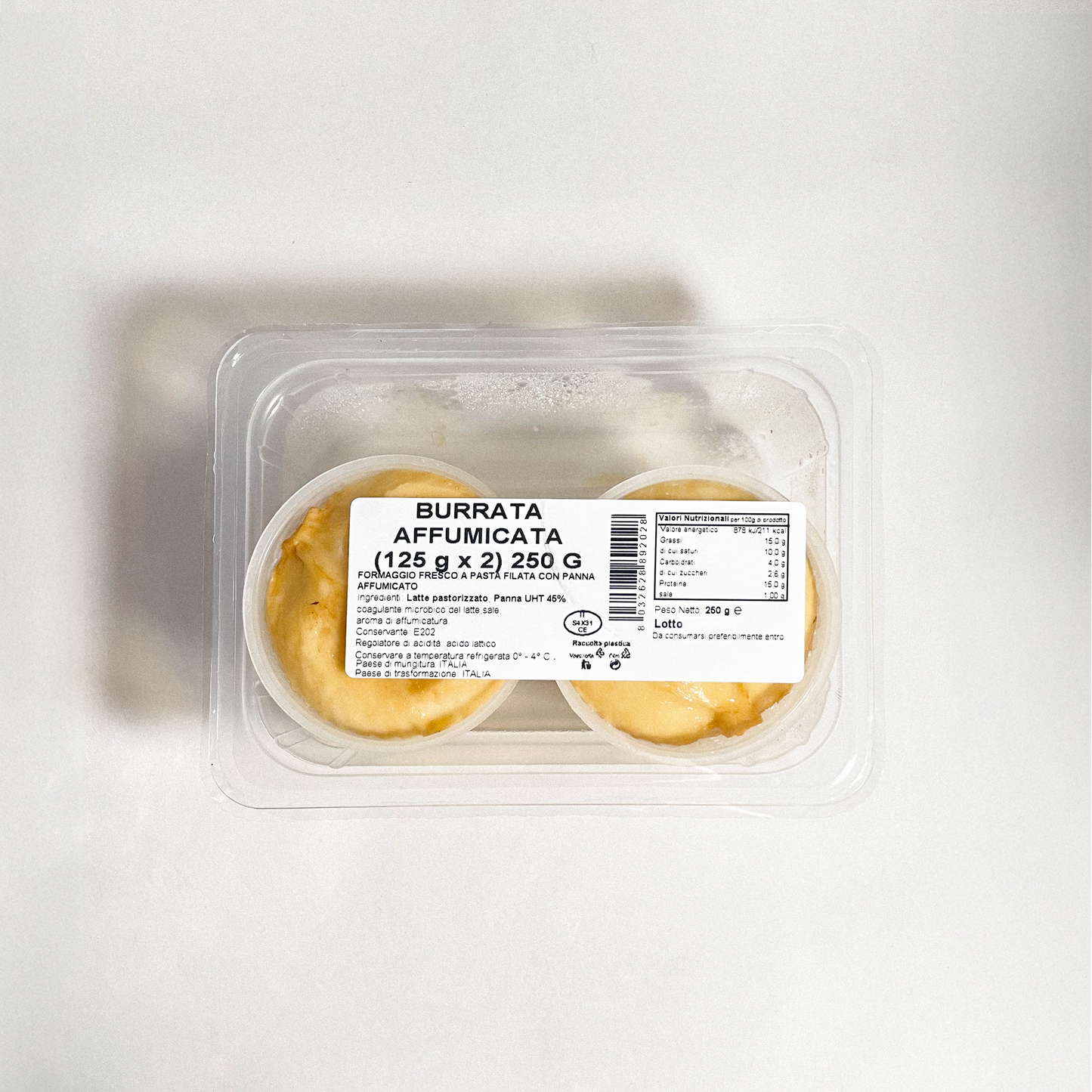 Geräucherte Burrata aus Apulien di Andria - Burrata affumicata (2x125g): 2x125g