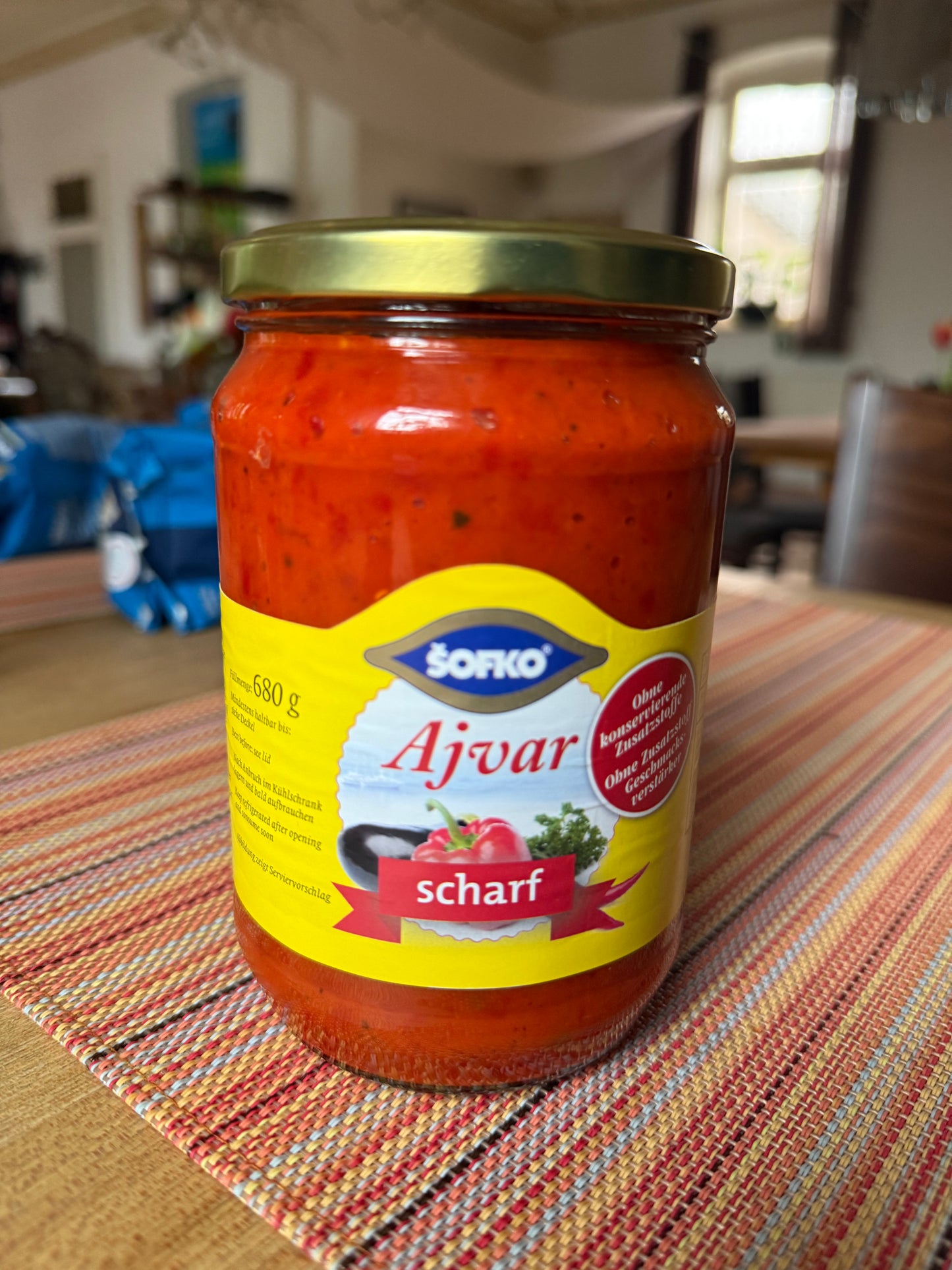 🌶️ ŠOFKO Ajvar Scharf – Würzige Paprikaspezialität nach Balkan-Art 680g