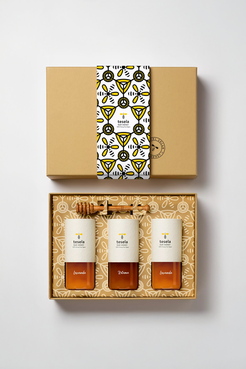 Tesela Geschenkset "Edición Solar" – 3×320g Rohhonig